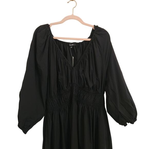 NWT Madewell V-Neck Balloon-Sleeve Maxi Dress Black 14 - Picture 7 of 11